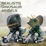 DINOBROS Dinosaurier Spielzeug Autos 2 Pack Reibung angetrieben Motorrad Spiel T-Rex und Triceratops Monster Dino Spielzeug für Jungen Alter 3,4,5,6,7