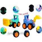 fiouni Push and Go Spielzeugautos Reibungsgetriebene Autos Spielzeug-LKW-Autos Spielzeug-Set für 1,2,3,4,5 Jahre Kinder 6-teilige Bagger Kräne Kipper Straßenwalzen Bulldozer Fahrmischer