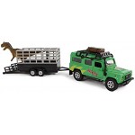 Kids Globe Land Rover Fahrzeug mit Dino auf Anhänger die cast PullBack; 29cm 520178