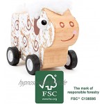 Small Foot 11152 Rückzieh-Tier Schaf aus Holz FSC 100%-Zertifiziert hochwertiges Rückziehtier zum Aufziehen und Fahren Spielzeug Mehrfarbig