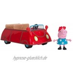 Jazwares 95706 Peppa Wutz Peppa's kleines rotes Auto Cabrio mit exklusiver Peppa Spielfigur Spielzeugauto mit Sitzplätze für 3 Figuren Original Peppa Pig Spielzeug Fahrzeug für Kinder ab 3 Jahren