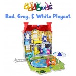 Oddbods Haus-Spielset für Jungen und Mädchen in rot weiß und grau Spielhaus mit Innen- und Außenspielflächen Möbeln und 7 detaillierten Oddbods-Figuren Puppenhaus ab 3 Jahren