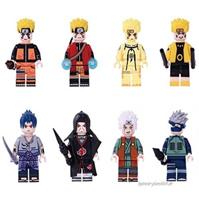 Phy Anime Figuren Naruto Spielfigur 8 Stück Figur Uzumaki Naruto Uchiha Sasuke Hatake Kakashi Uchiha Itachi Jiraiya Collectible Figuren Bausteinen Spielzeugpuppe Geschenk für Kinder 8PCS-4.5cm