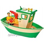 Simba 109251074 Feuerwehrmann Sam Charlies Fischerboot mit Charlie Figur beweglicher Kran und mechanische Seilwinde schwimmt auf dem Wasser 19cm für Kinder ab 3 Jahren