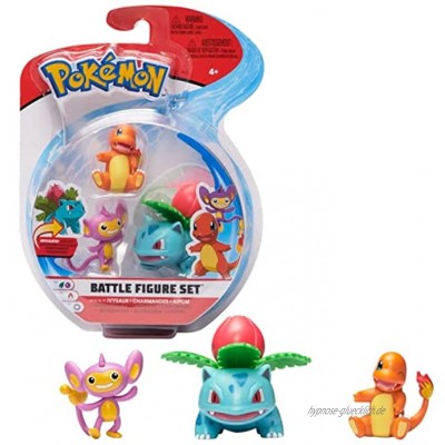 Pokémon Battle Figuren 3-Pack | Ivysaur Charmander & Aipom 5-cm-Figuren | Offiziell von Pokemon Lizenziert