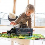 Dinosaurier Spielzeug Dino LKW Transporter Spielzeug mit 12 Stück Dinosaurier Figuren & Tiere Spielmatte Kinderspielzeug Geschenk für Jungen Mädchen Kinder ab 3 4 5 6 Jahre Alt