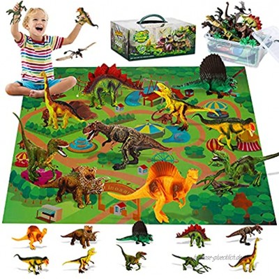 Fivejoy Dinosaurier Spielzeug 11pcs Groß Dinosaurier Figuren Mit Spielmatte & 5pcs Bäumen Lehrreiches Realistisches Dinosaurier Set Eine Dino-Welt Zu Schaffen Einschließlich T-Rex Für Kinder