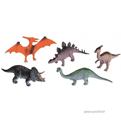 Idena 4325005 Spielfigurenset mit 5 Dinosauriern aus Kunststoff jeweils ca. 10 cm groß Spielspaß für die Badewanne den Sandkasten im Kindergarten und Kinderzimmer