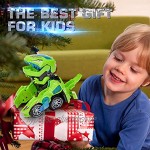 lelechong Dinosaurierauto Spielzeug Transform Cars Auto Spielzeug mit Licht und Musik Dinosaurier Auto zu Fuß,Deformiertes Dinosauriergebrüll Geschenke für Junge Kinder von 3-11 Jahre