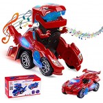 Ltteaoy Dinosaurier Auto Transformers Spielzeug Transformable Auto mit LED Licht Musik und Universalrad Kinder Lernspielzeug für 5-10 Jahre Jungen Mädchen Geburtstag Weihnachten Geschenke Rot
