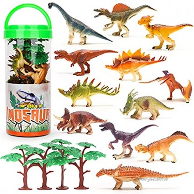 Mini Dinosaurier Figuren Set 16 Stücke Realistische Kleine Dinosaurier Figur Dino Torten Deko Kinder Spielzeug ab 3 Jahre