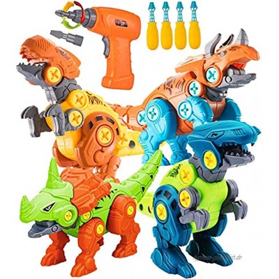 STAY GENT Dinosaurier Spielzeug für Kinder mit Elektrobohrer 4 Packungen DIY Dinosaurier Pädagogische STEM Spielzeug Dinosaurier Spielzeug für 3-7 Jahre Alt Jungen und Mädchen