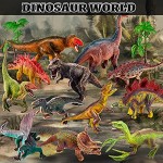 TOEY PLAY Große Dinosaurier Spielzeug Set mit T-Rex Triceratops Brachiosaurus Dinosaurier Figuren Spielset mit Bäumen Geschenke für Jungen Mädchen für Kinder