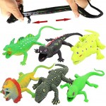 Spielzeuge in Form von Eidechsen,Gummiset 9 inch 6 Packungen,Sicherheitsmaterial TPR,super dehnbar,mit einem geschenkten Lernkasten,Spielzeugfiguren,Badespielzeuge,Gecko,Chameleon,Komodowaran
