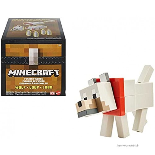 Mattel Minecraft GVV16 Fusion Große Figur Wolf Craft-a-Figure-Set zum Selberbauen und Spielen Tauschen und Sammeln Spielzeug für Kinder ab 6 Jahren mehrfarbig