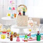 Supe r Mario Cake Topper 12 Stück Mario Figuren Set,Supe r Mario Figuren Modell Geburtstags Kuchen Dekoration,Kinder Party Kuchen Dekoration Lieferungen