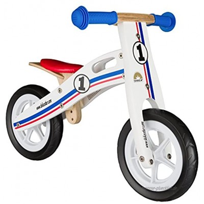 BIKESTAR Kinderlaufrad Lauflernrad Kinderrad für Jungen und Mädchen ab 2 3 Jahre | 10 Zoll Kinder Laufrad Holz | Weiß Blau Rot | Risikofrei Testen
