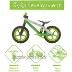 Chillafish Bmxie 2 leichtes Laufrad mit integrierter Fußstütze und Fußbremse für Kinder 2 bis 5 Jahre 12 Zoll pannenfreie Gummihautreifen Verstellbarer Sitz ohne Werkzeug Grün-Lime
