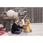 Janod J08004 Lama-Reittier aus Holz für Kinder leise Räder Staufach und 6 Klötze Gleichgewicht lernen für Kinder ab 1 Jahr gelb und rot