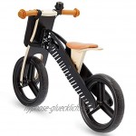 Kinderkraft Laufrad RUNNER Lernlaufrad Kinderlaufrad aus Holz Lauflernrad für Kinder Kinderrad mit Tragegriff Tasche für Kleinigkeiten und Klingel 12 Zoll Räder ab 3 Jahre Schwarz