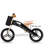 Kinderkraft Laufrad RUNNER Lernlaufrad Kinderlaufrad aus Holz Lauflernrad für Kinder Kinderrad mit Tragegriff Tasche für Kleinigkeiten und Klingel 12 Zoll Räder ab 3 Jahre Schwarz