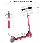 Fascol Klappbar Kinder Scooter Tretroller Cityroller für Kinder 3-13 Jahre Belastbarkeit bis 50 kg Leuchträder und höhenverstellbarer Rosa