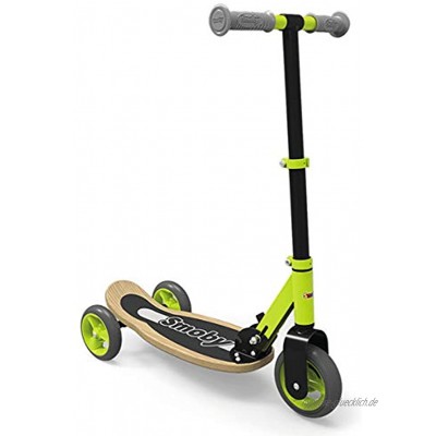 Smoby Wooden Scooter 3 Rädriger Scooter höhenverstellbaren Lenker stabiler Metallrahmen einfachen Transport für Kinder ab 3 Jahren