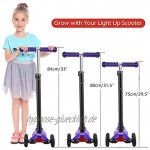WeSkate Roller für Kinder 3 Räder für Kleinkinder Mädchen und Jungen 4 verstellbare Höhen neigbar für Fahrten beleuchtete Räder für Kinder von 3 bis 12 Jahren