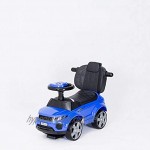 4baby Toma Kinderfahrzeug mit Schubstange | Kinder Fahrzeug Rutscher Auto Rutschfahrzeug Baby Auto Gummiräder Car Kinderauto | Rutschauto mit Schubstange Blau