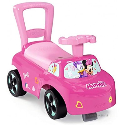 Smoby 720522 Mein erstes Auto Rutscherfahrzeug Minnie Kinderfahrzeug mit Staufach und Kippschutz für drinnen und draußen Minni Maus Design für Kinder ab 10 Monaten Rosa