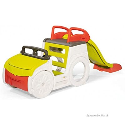 Smoby 7600840205 – Abenteuer-Spielauto – großes Spielcenter mit Sandkasten und Rutsche mit Wasseranschluss Spielzeug für den Garten für Kinder ab 18 Monaten