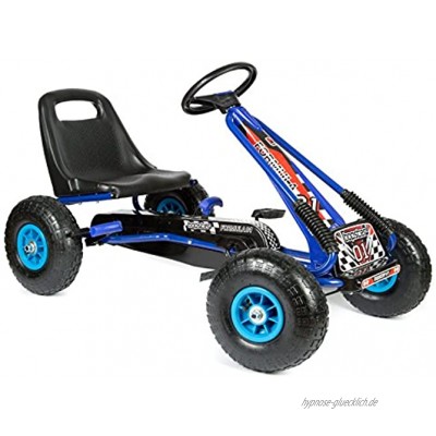 Bopster Go-Kart mit Pedalen und aufblasbaren Reifen Go-Kart-Fahren Kinder Jungen Outdoor Blau Schwarz