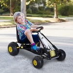 HOMCOM Go Kart Tretauto Tretfahrzeug mit Handbremse ab 3 Jahre Kinder Schwarz 95 x 66,5 x 57cm