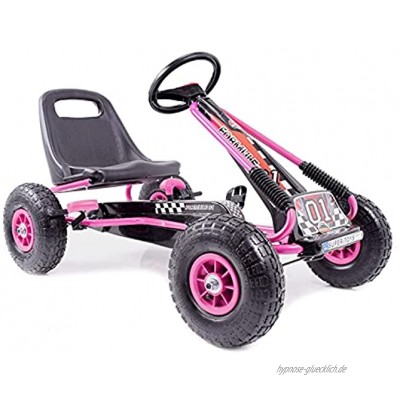 Kinder Go-Kart Racing Car Full Speed Pink Cart Tretauto Gokart ab 3 Jahren Luftreifen