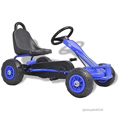 vidaXL Pedal Go-Kart mit Luftreifen Blau Kinder Rennwagen Sportwagen Tretauto